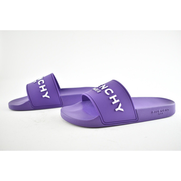 Givenchy Paris Purple Rubber White Logo Slide On Pool Sandal Flip Flop Flat 36 - Picture 10 of 12